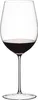 A clear, professional studio shot of a single wine glass filled with red wine. Produktbild-Vorschau