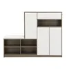 A shoe cabinet with a built-in bench, shown against a white background. Produktbild-Vorschau