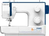 A white and blue sewing machine is shown against a white background. Produktbild-Vorschau