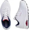 A pair of white Skechers Uno women's sports shoes are displayed against a white background. Anteprima dell’immagine prodotto