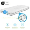 A white mattress with informational graphics and text. Produktbild-Vorschau