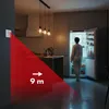 A person in pajamas stands in front of an open refrigerator in a dimly lit kitchen. A red overlay indicates the detection range of a motion sensor. Anteprima dell’immagine prodotto
