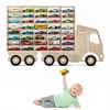 Modellauto-Regal für 40 Autos 1:64 – Wandregal & Setzkasten für Spielzeugautos, Lkw-Motiv, Birken-Sperrholz – Detailansicht der Fächer Produktbild-Vorschau