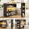 Collage of images showing a bar cart with storage and LED lighting in a home setting. Produktbild-Vorschau