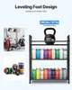 A product display showing a 3D printer filament storage rack with various spools of filament, a kettlebell for weight demonstration, and a 3D printer. Podgląd zdjęcia produktu