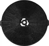 A black circular charcoal filter, seen from above, with a white background. Produktbild-Vorschau