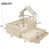 Hausbett 140x200 Holz Kinderbett mit Ausziehbett 3 Produktbild-Vorschau 5