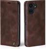 Two views of a brown leather flip phone case for a Xiaomi Redmi 13C. Produktbild-Vorschau