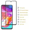 A screen protector is shown placed over a smartphone screen, with a list of features on the right side. Produktbild-Vorschau