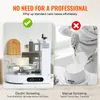 A split image showing an electric cake spreading machine on the left and a person manually frosting a cake on the right, with text comparing the two methods. Náhľad obrázku produktu