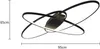 A modern black LED ceiling light with multiple interlocking rings, shown with dimensions indicated. Podgląd zdjęcia produktu