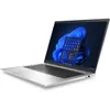 A silver HP EliteBook laptop is shown from a diagonal angle against a white background. Podgląd zdjęcia produktu