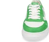 A close-up, front-facing view of a green and white sneaker against a white background. Produktbild-Vorschau