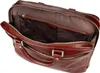 An open brown leather briefcase. Produktbild-Vorschau