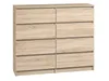 A front view of a light brown wooden dresser with eight drawers against a white background. Produktbild-Vorschau