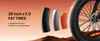 A close-up of a bicycle wheel with three different tire samples displayed in front of it, set against a desert-like background. Produktbild-Vorschau