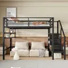 A loft bed with a sofa and storage underneath, set up in a bedroom. Náhled obrázku produktu