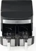 A top-down view of a black and silver dual-chamber air fryer. Produktbild-Vorschau