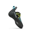 Kletterschuh "Origin VS" von Scarpa; schwarz mit blauen und gelben Akzenten; seitliche Ansicht. Produktbild-Vorschau