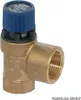A brass safety valve with a blue cap is shown against a white background. Produktbild-Vorschau