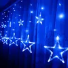 12 LED Sterne Blau 2,5 Meter LED Sternenvorhang Produktbild-Vorschau 1