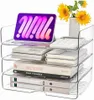 4 Stück Premium transparente stapelbare Acryl Briefablage, Produktbild-Vorschau 1