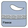A graphic illustrating the properties of fleece material. Produktbild-Vorschau