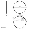 Technical drawing of a round mirror with dimensions and mounting details. Náhľad obrázku produktu