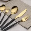 30 Stück Titan Schwarz Besteck Set | Schwarz-Gold Design | Produktbild-Vorschau 2