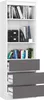 A white and gray bookshelf with two shelves and three drawers. Produktbild-Vorschau