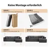 Instructional image showing how to set up a sofa. Produktbild-Vorschau