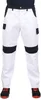 A pair of white work pants with black accents and black and red shoes. Produktbild-Vorschau