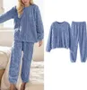 Damen Kuscheliger Fleece Pyjama Set in Rosa, Langarm Produktbild-Vorschau 2