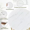 A close-up of a round table with marble-like patterns, surrounded by circles highlighting product features. Produktbild-Vorschau
