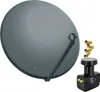 PremiumX SAT Anlage 100cm Antenne Stahl Anthrazit Twin LNB Produktbild-Vorschau 1