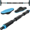 A set of fitness equipment components, including a pull-up bar and two different types of foot supports, arranged on a white background. Produktbild-Vorschau