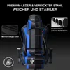 A gaming chair with close-up details of its materials and construction. Produktbild-Vorschau