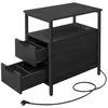 A black side table with two drawers and a built-in power strip. Náhled obrázku produktu