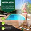 A young woman is showering next to a swimming pool on a wooden deck. Náhled obrázku produktu