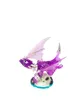 A purple dragon figurine with translucent wings, standing on a skull base. Produktbild-Vorschau