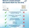 A comparison chart showing the features of 'our pillows' versus 'other pillows'. Produktbild-Vorschau