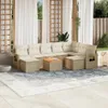 10-tlg. Garten-Sofagarnitur mit Kissen Beige Poly Rattan Produktbild-Vorschau 2