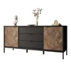 A black and wood sideboard with decorative elements on top. Produktbild-Vorschau