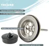 A product image showing a sink drain valve and stopper with descriptive text and branding. Produktbild-Vorschau