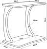 A line drawing diagram of a C-shaped side table with dimensions indicated. Anteprima dell’immagine prodotto