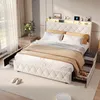 INONEFT Polsterbett 140x200cm mit LED und USB, Bett mit 4 Produktbild-Vorschau 1