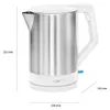 A studio shot of a Clatronic electric kettle with dimensions indicated. Anteprima dell’immagine prodotto