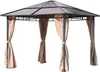 A gazebo with curtains, isolated on a white background.
