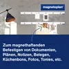 A wall with two magnetic strips holding various documents and photos, with a lamp and shadows. Anteprima dell’immagine prodotto