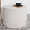 Dunken Pouf, Hocker mit Aufbewahrung Ø51cm Teddystoff weiß. Produktbild-Vorschau 10